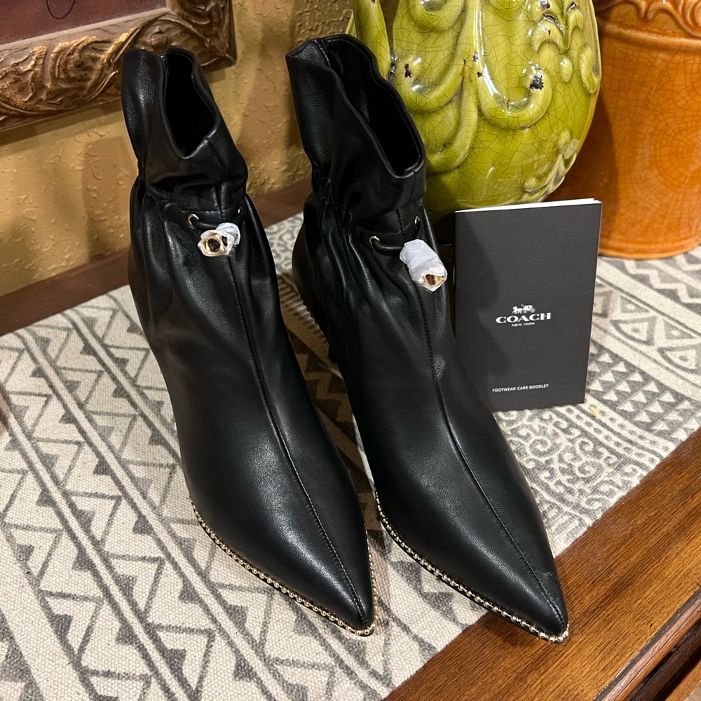 Coach Black Leather Wynie Ankle Boots Size 6.5 NEW!!!
